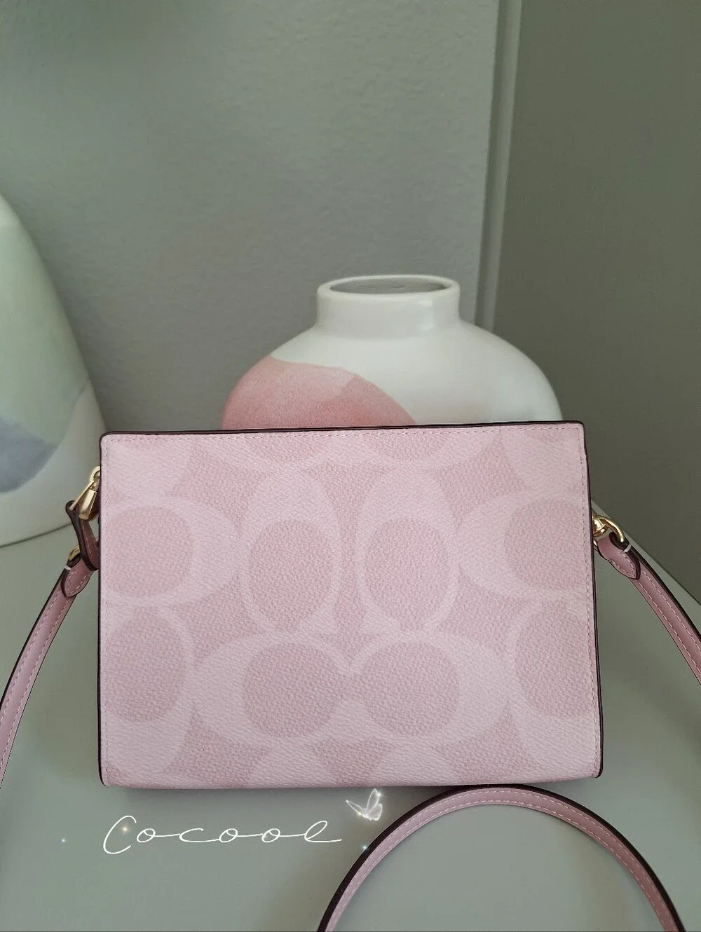 NEW Coach Limited Slim Crossbody Bag In Signature Canvas Powder Pink Purse - Picture 3 of 11